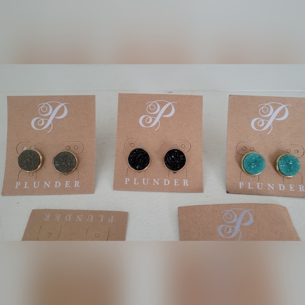 Plunder Earrings Druzy Studs - Picture 2 of 2